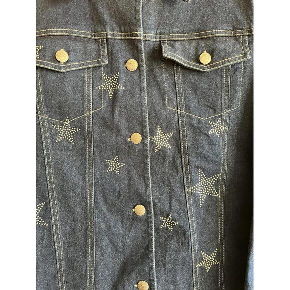 Vintage The Quacker Factory Denim Jean Jacket Star Embellishment Rhinestones Sm - Picture 3 of 6